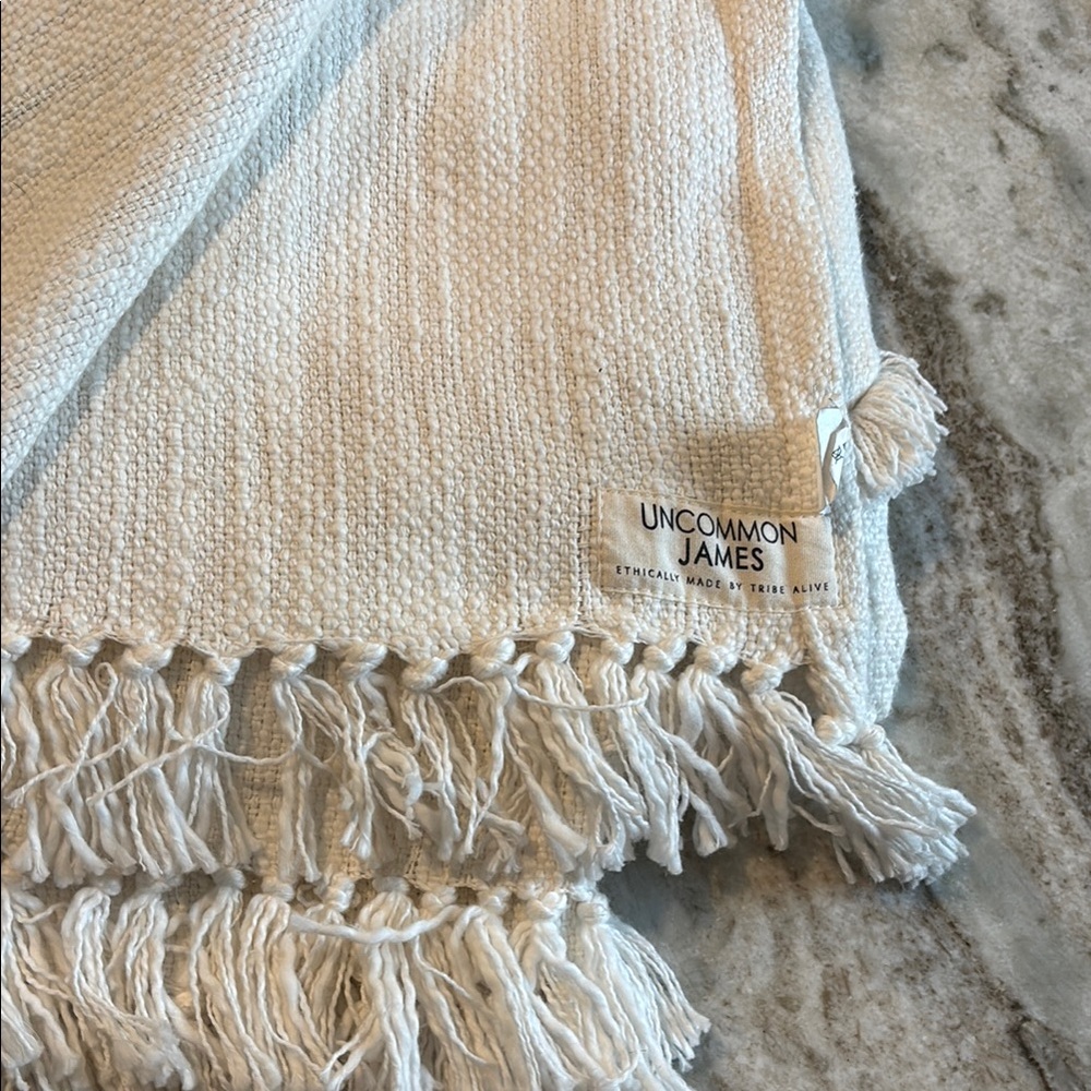 Uncommon James Cream Textured Throw Blanket